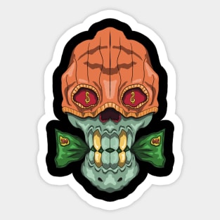 crazy money skull Sticker